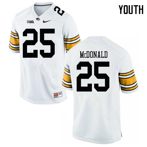 Youth #25 Jayden McDonald Iowa Hawkeyes College Football Jerseys Sale-White - Click Image to Close